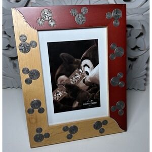 DISNEY PARKS Modern Mickey Mouse Wood Metal Inlays 5 x 7 in. PICTURE FRAME New